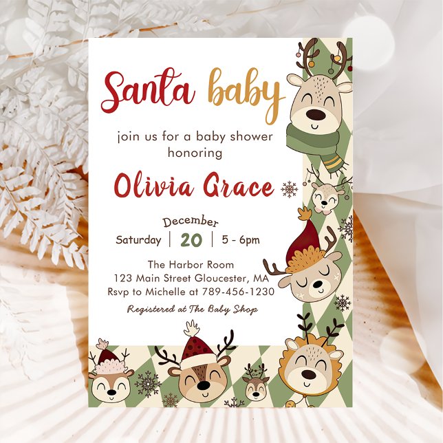 Invitación Navidades de renos de Santa Bebé Baby Shower (Subido por el creador)