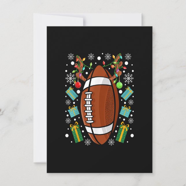 Invitación Navidades de renos divertidos en el fútbol america (Anverso)