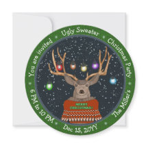 Navidades de renos divertidos iluminan suéter feo