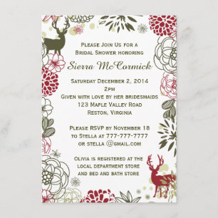 Invitación Navidades de renos florales invitan a ducharse de