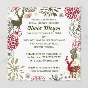 Invitación Navidades de renos florales invitan a ducharse de