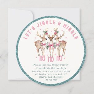 Invitación Navidades de renos Jingle y Fiesta festivo de ming