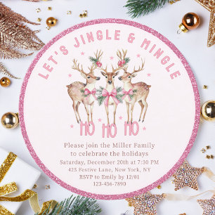 Invitación Navidades de renos Jingle y Fiesta festivo de ming
