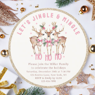 Invitación Navidades de renos Jingle y Fiesta festivo de ming