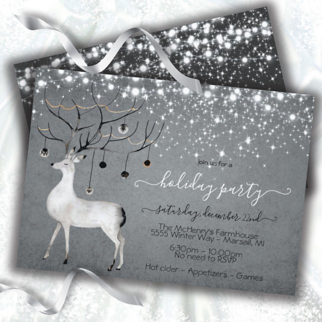 Invitación Navidades de renos ornamentos con luces de trineo  (Subido por el creador)