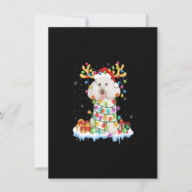 Invitación Navidades de renos Poodle Santa Shirny Dog Xm (Anverso)