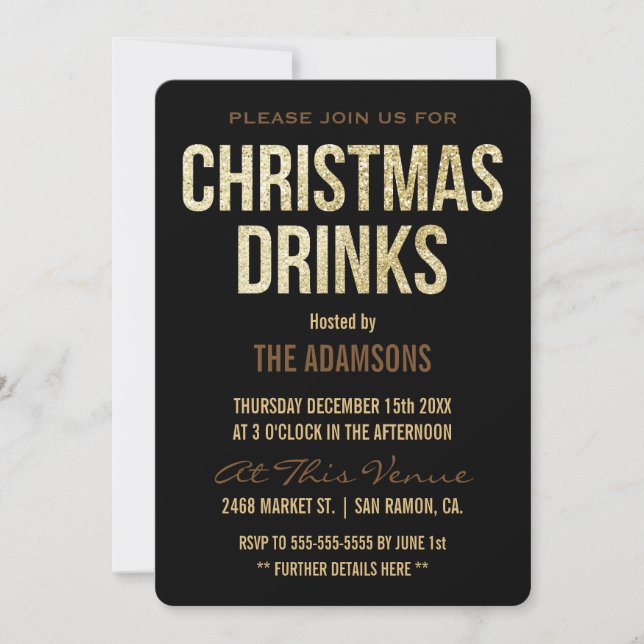Invitación Navidades de renos Purpurinas de oro beben (Anverso)