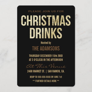 Invitación Navidades de renos Purpurinas de oro beben