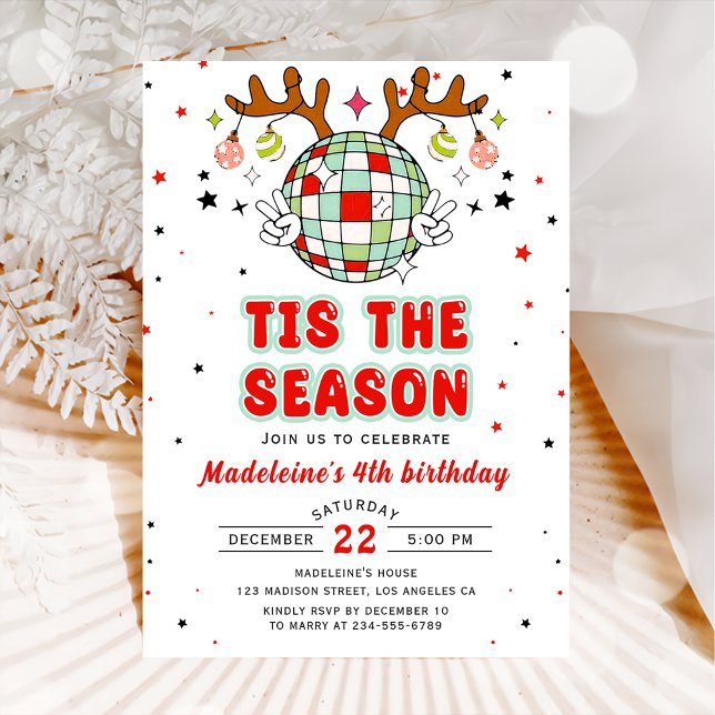 Invitación Navidades de renos retro Fiesta de cumpleaños (Subido por el creador)