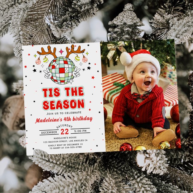 Invitación Navidades de renos retro foto de fiesta de cumplea (Subido por el creador)
