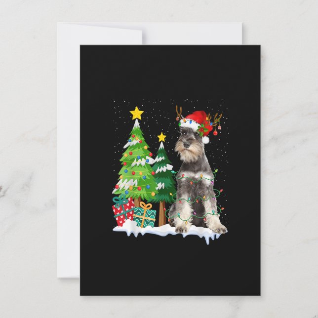 Invitación Navidades de renos Schnauzer Dog Santa Hat (Anverso)