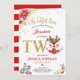 Invitación Navidades de renos Segundo cumpleaños Red Winter D