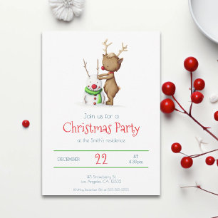 Invitación Navidades de renos y nieve vacacionan