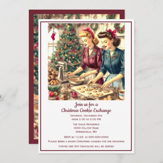 Invitación Navidades de Retro Cookie Exchange (Anverso / Reverso)