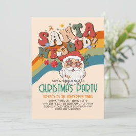 Invitación Navidades de Retro Groovy Fiesta de Vacaciones San