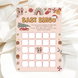 Invitación Navidades de Retro Rosado Groovy Juego de Bingo Ba