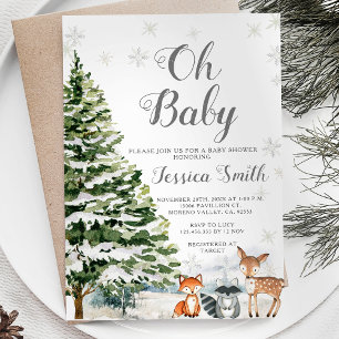 Invitación Navidades de Rustic Animal Evergreen en Baby Showe