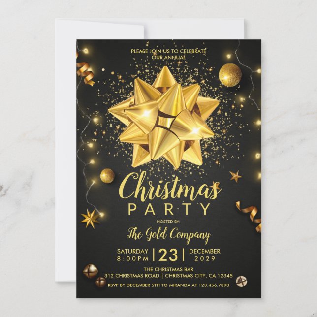 Invitación Navidades de Rustic Black Gold Company (Anverso)