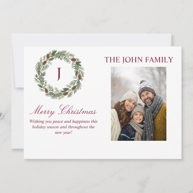 Invitación Navidades de Rustic Pine Wreath (Anverso)