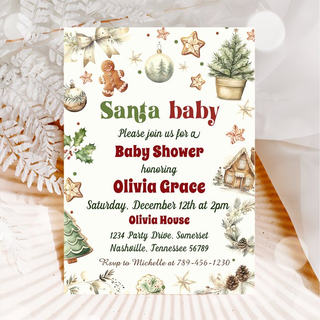 Invitación Navidades de Santa Baby Cookies Baby Shower (Subido por el creador)