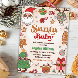 Invitación Navidades de Santa Baby Retro Baby Shower
