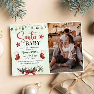 Invitación Navidades de Santa Baby Stocking Winter Baby Showe