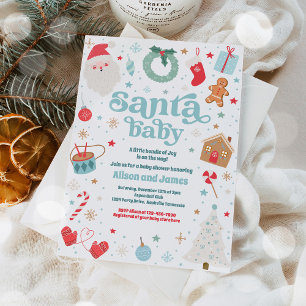 Invitación Navidades de Santa Bebé Azul Baby Shower