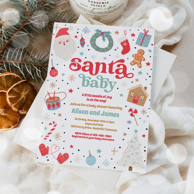 Invitación Navidades de Santa Bebé Azul Baby Shower (Subido por el creador)