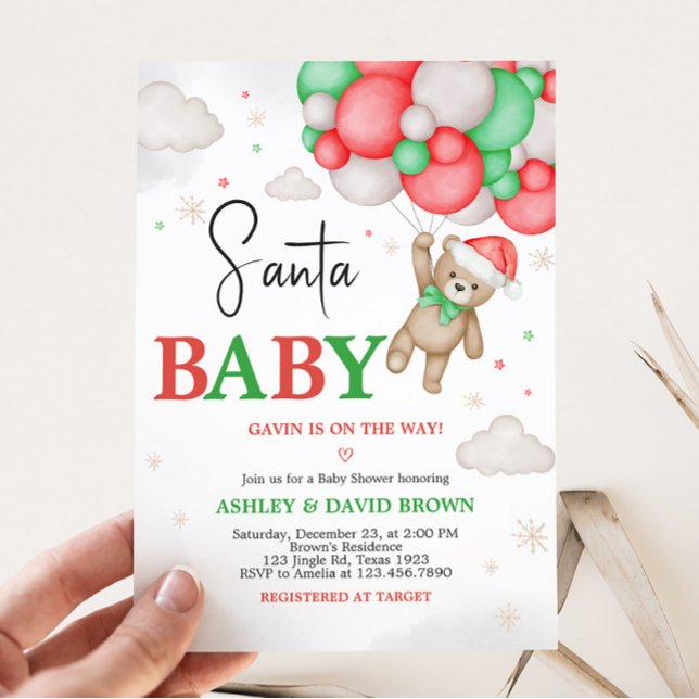 Invitación Navidades de Santa Bebé Baby Shower (Christmas Santa Baby Shower Invitation)