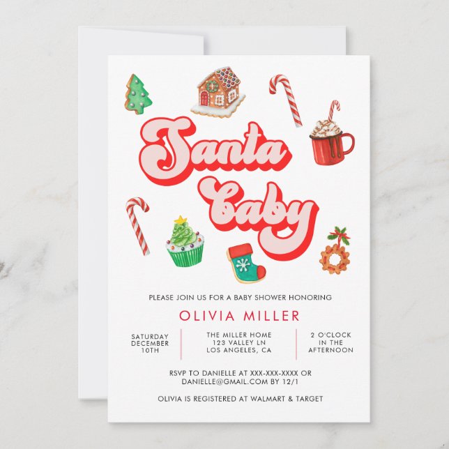Invitación Navidades de Santa Bebé Baby Shower (Anverso)