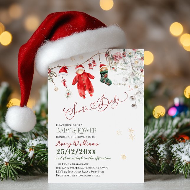 Invitación Navidades de Santa Bebé Baby Shower Género neutral (Subido por el creador)