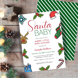 Invitación Navidades de Santa Bebé Baby Shower neutral de gén