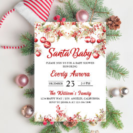 Invitación Navidades de Santa Bebé Floral Baby Shower
