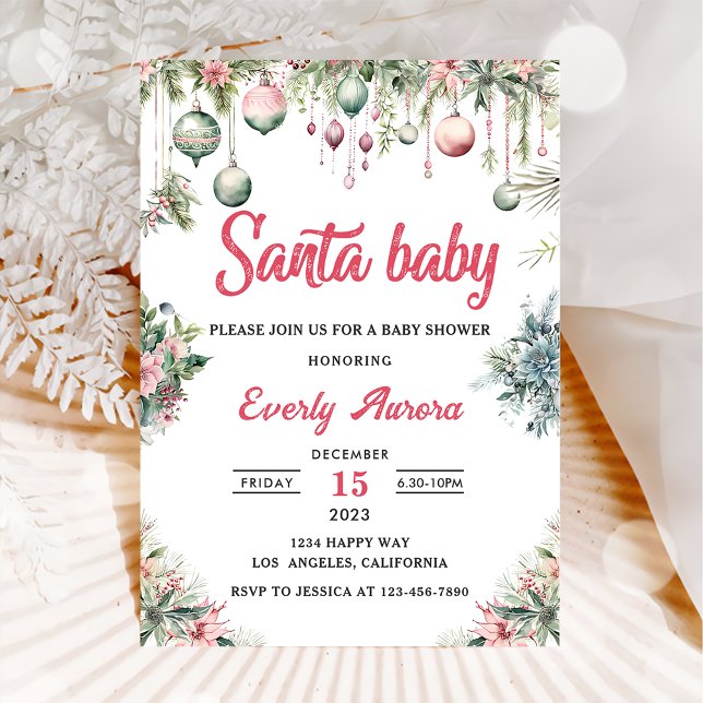 Invitación Navidades de Santa Bebé Floral Baby Shower (Subido por el creador)