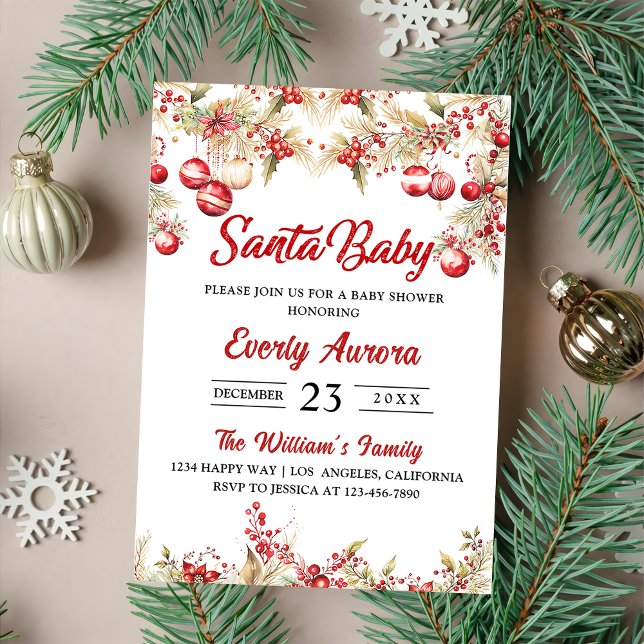 Invitación Navidades de Santa Bebé Floral Baby Shower (Subido por el creador)