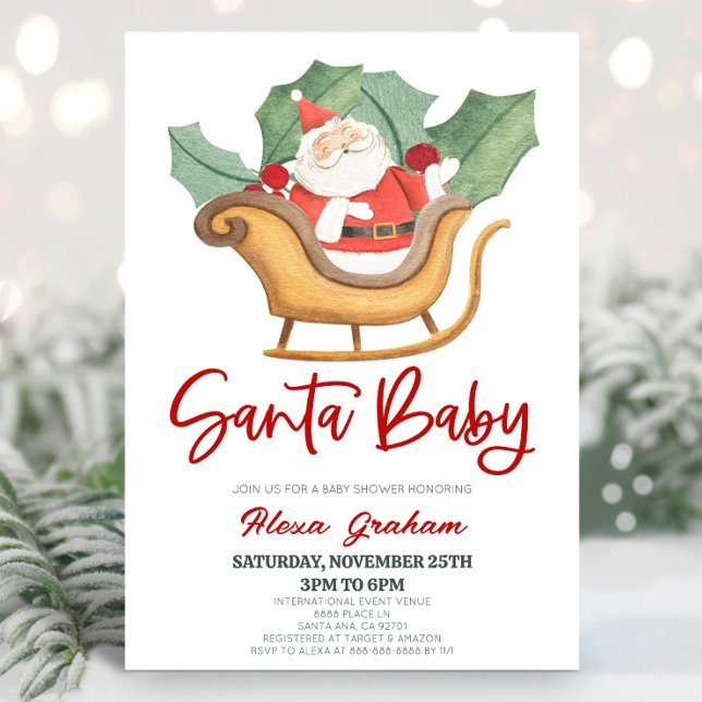 Invitación Navidades de Santa Bebé Holly Santa Claus Baby Sho (Subido por el creador)