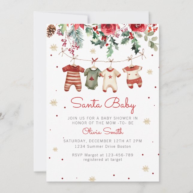 Invitación Navidades de Santa Bebé Ropa de Invierno Baby Show (Anverso)