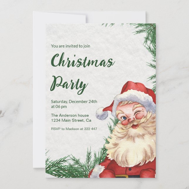 Invitación Navidades de Santa Claus (Anverso)