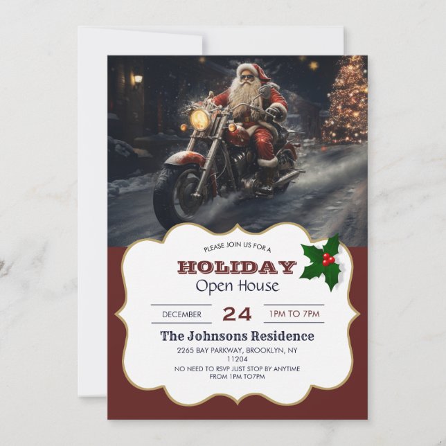 Invitación Navidades de Santa Claus Biker (Anverso)