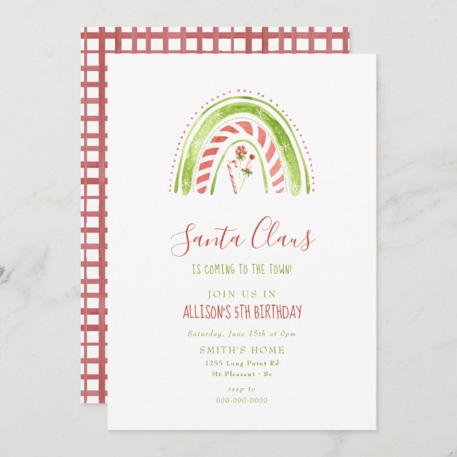 Invitación Navidades de Santa Claus Hijos del Arcoiris Fiesta (Anverso / Reverso)