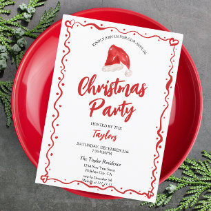 Invitación Navidades de Santa Hat con la mano Fiesta de cena