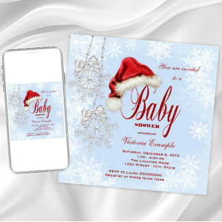 Invitación Navidades de Santa Hat y Snowflakes Baby Shower