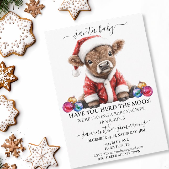 Invitación Navidades de Santa  Holiday Highland Baby Shower (Subido por el creador)