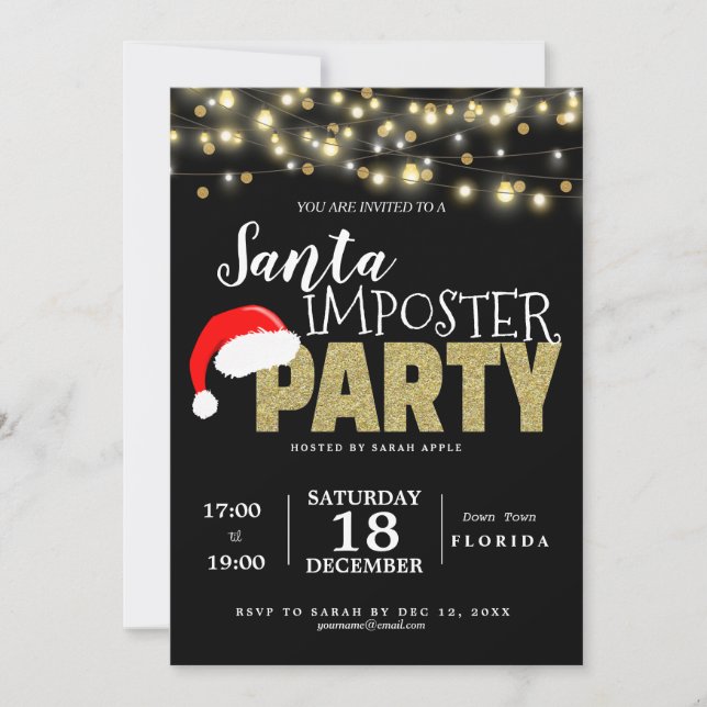 Invitación Navidades de Santa Impostor ropa de oficina (Anverso)