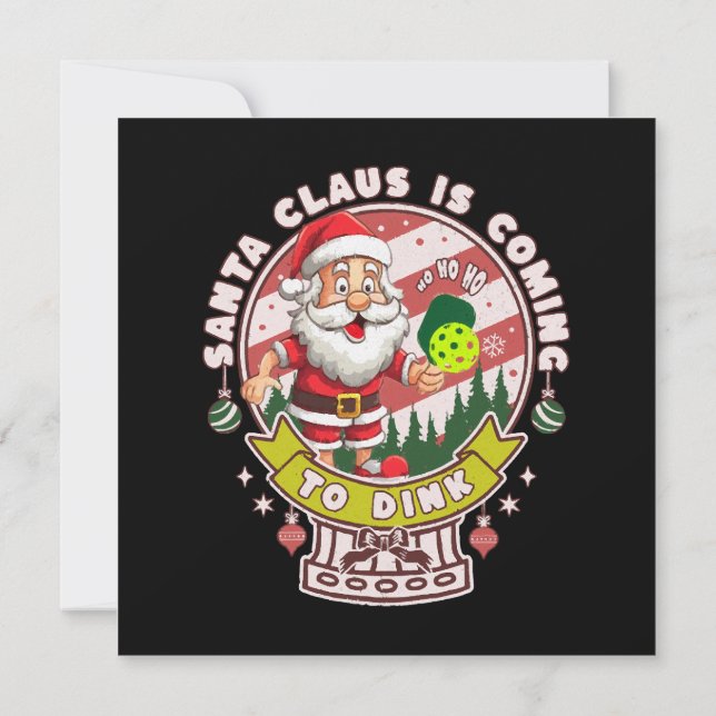 Invitación Navidades de Santa Pickleball, Funny Santa (Reverso)