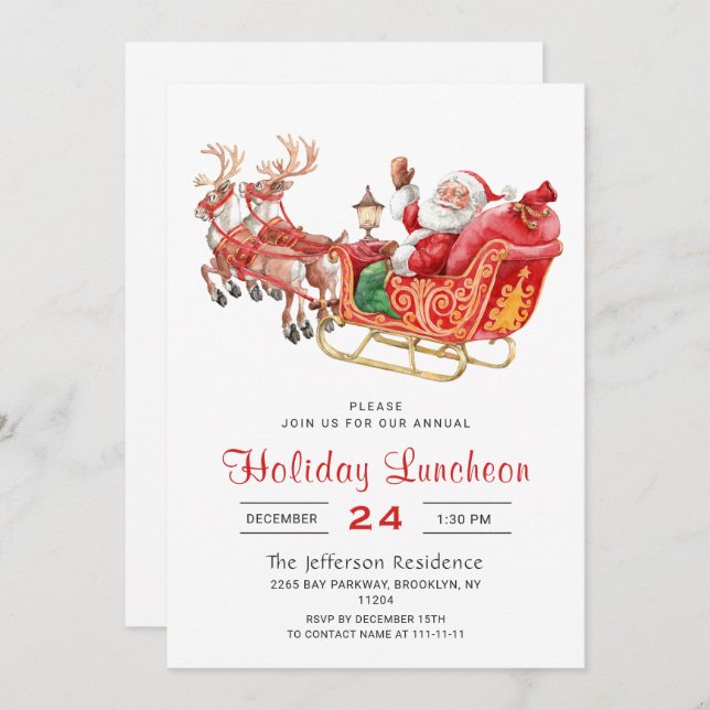 Invitación Navidades de Santa Sleigh (Anverso / Reverso)