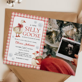 Invitación Navidades de Silly Goose Gingham Baby Shower Photo