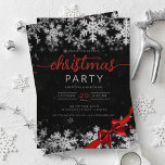 Invitación Navidades de Silver Black Winter Wonder Company<br><div class="desc">Elegante Empresa formal y Fiesta de Navidades corporativos / Cocktail / Dinner Invitation con cinta de Navidades y copos de nieve plateados. Impresione a sus amigos y compañeros de trabajo con este sofisticado y elegante diseño de invitación.</div>