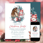 Invitación Navidades de snowman acuarela elegante<br><div class="desc">El diseño de Navidades personalizados para caballos y hombres de nieve con elegantes Navidades corona y hermoso adorno blanco y rojo para los amantes del caballo.</div>