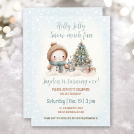 Invitación Navidades de Snowman Blue Vintage